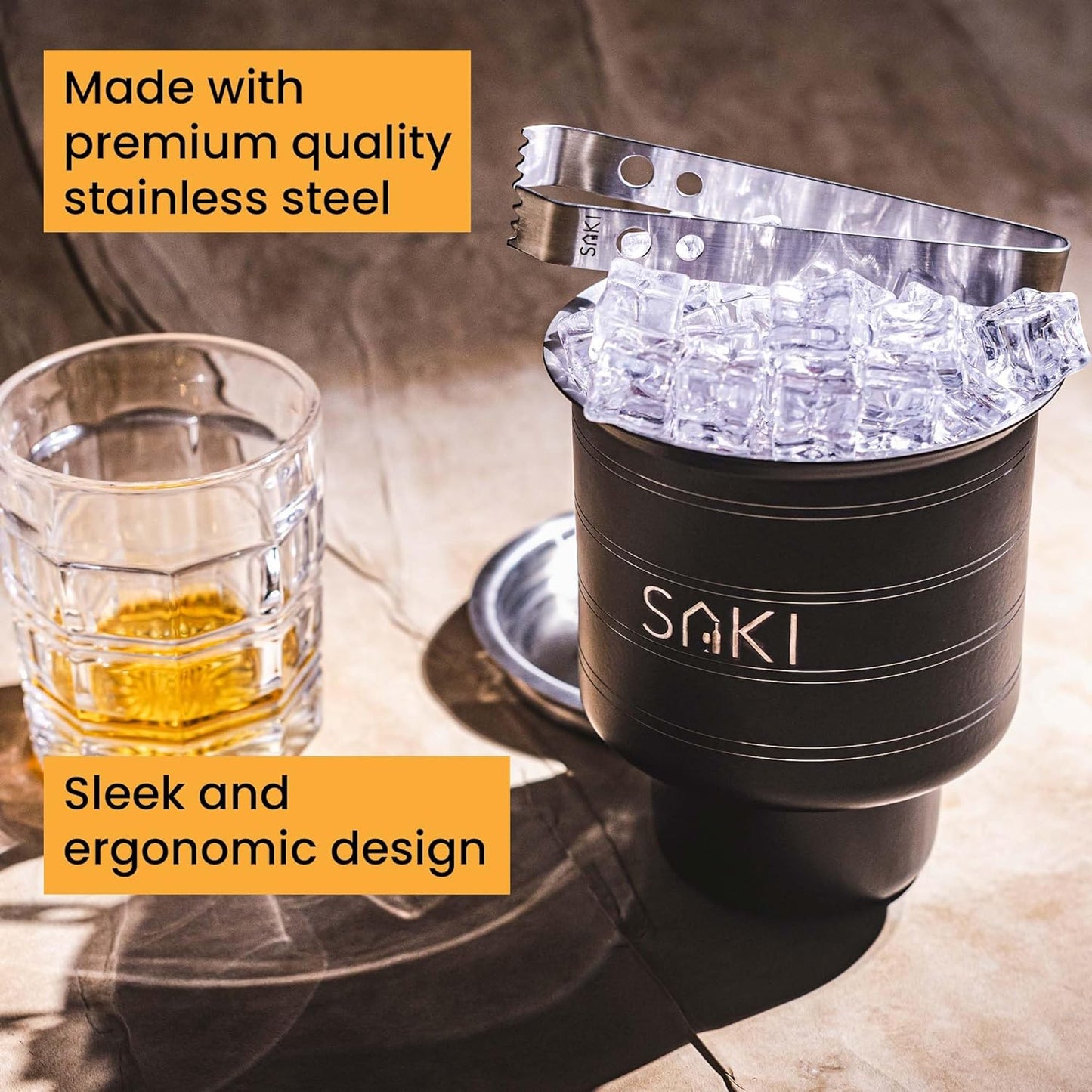 SAKI | Double Ring Mini Ice Bucket with Tong