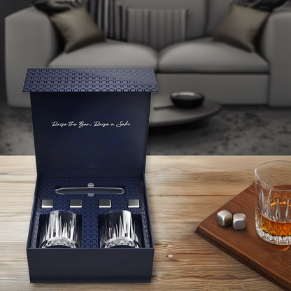 Whiskey glass and stone set ( With Gift Box )