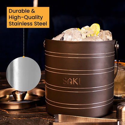 Gunmetal Ice Bucket with tongs