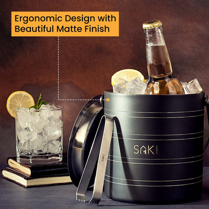 Gunmetal Ice Bucket with tongs