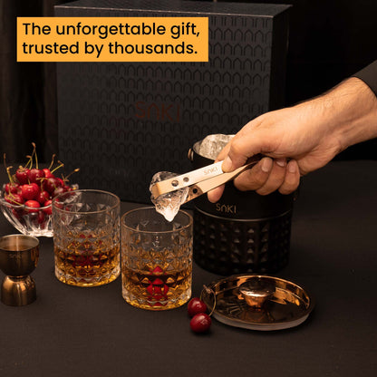 Square Hammer Ice Bucket and Whiskey Glass Set